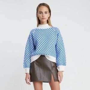 Deluc Pilot Blue and White Diamond Pattern Sweater